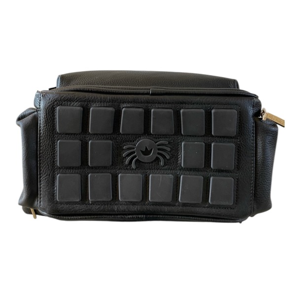 ITZY RITZY Mini Vegan Leather Diaper Bag Backpack in Classic Black - Picture 7 of 9